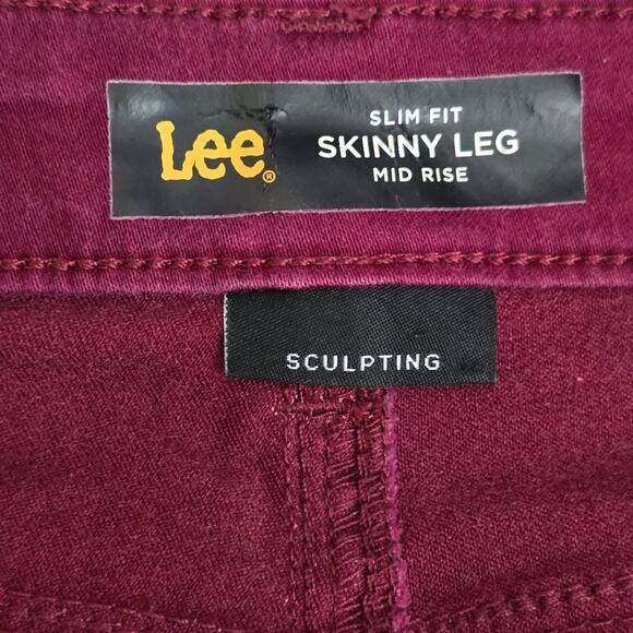 Lee Slim Fit Skinny Leg Mid Rise Sculpting Red Jeans Pants Bottoms Size 12/36 - Picture 4 of 4